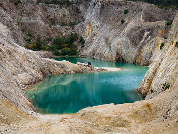 Scenic view of lake and rocks