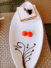High angle view of cake on table