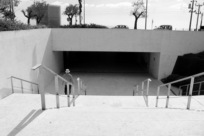 Staircase leading to parking structure