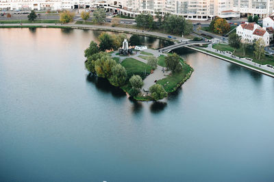 High angle view of bridge over river in city