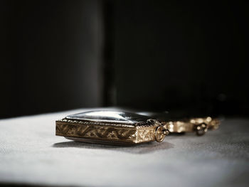 Close-up of jewelry on table