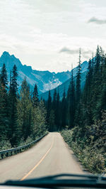 Road amidst trees against sky