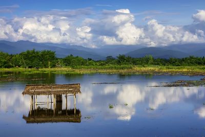 Scenic view of lake against sky