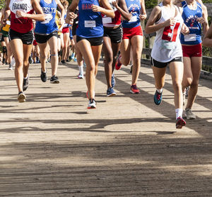 Group of people running