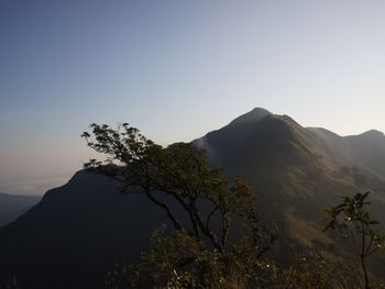 Scenic view of mountains against clear sky