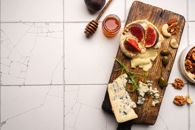 High angle view of food on table