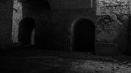 Shadow of old abandoned building