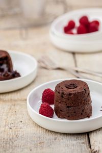 Close-up of dessert in plate on table