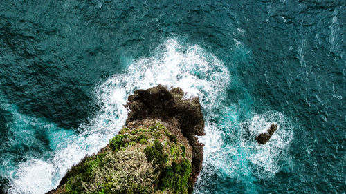 High angle view of sea waves