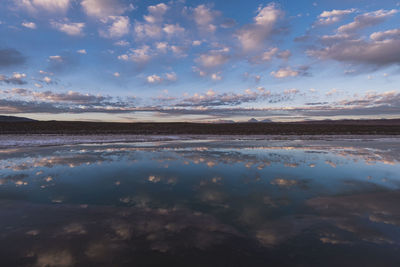 Scenic view of sea against sky at sunset