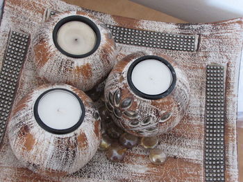 High angle view of coffee on table