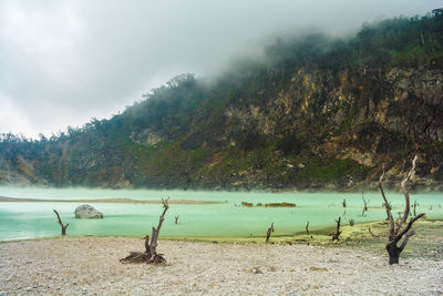 Scenic view of lake against sky