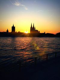 View of city at sunset