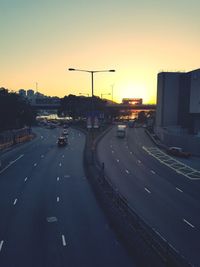 View of city street against clear sky