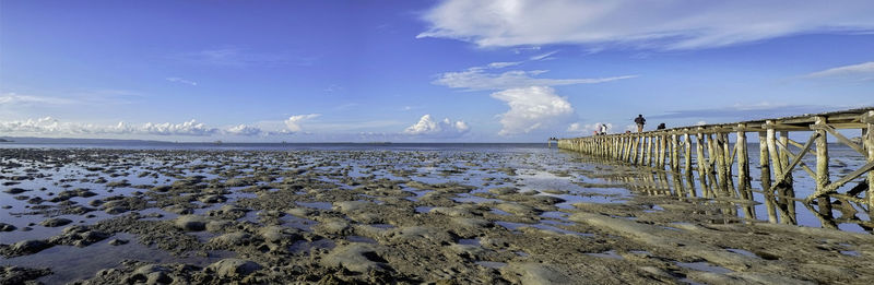Scenic view of sea against cloudy sky