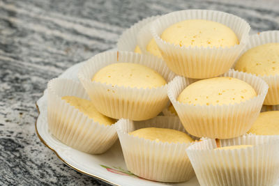 Close-up of cupcakes on table