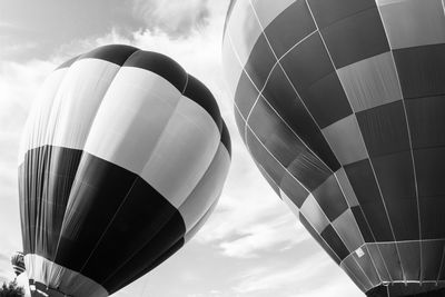 Low angle view of hot air balloon against sky