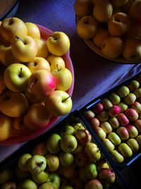 High angle view of fruits for sale in market