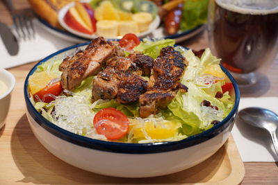 Close-up of food in bowl on table