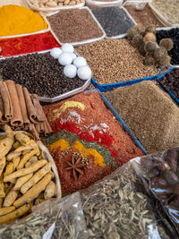 High angle view of food for sale at market stall