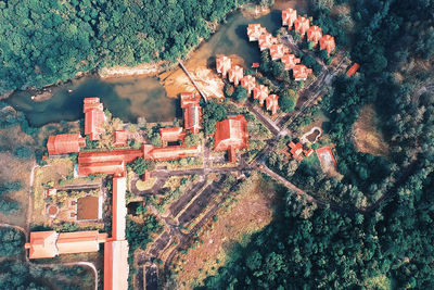 High angle view of historical building