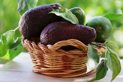 Close-up of fruits in basket