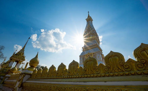 Low angle view of temple building against sky