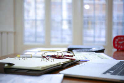 Close-up of laptop on table
