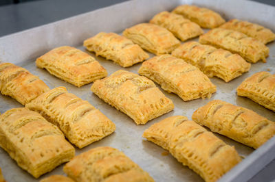 Close-up of cookies in tray