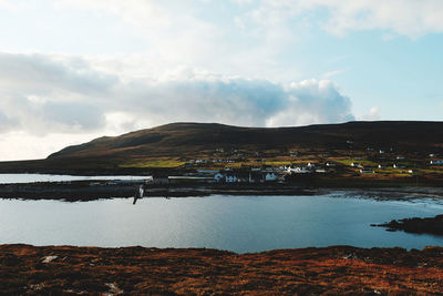 Scenic view of lake against sky