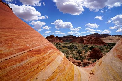 Scenic view of rock formations against sky