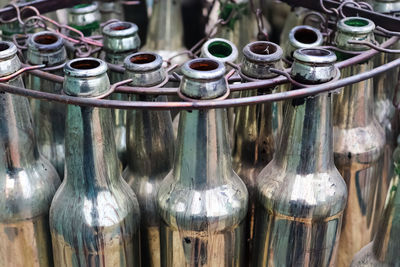 Close-up of old bottles