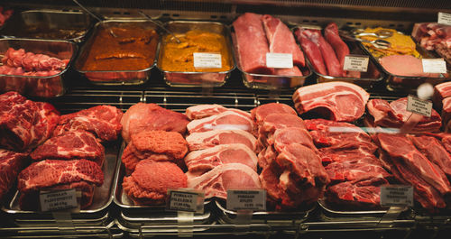 High angle view of food for sale