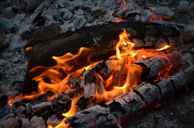 High angle view of bonfire