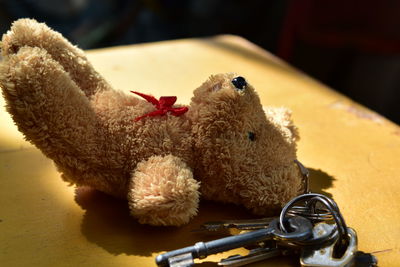 Close-up of stuffed toy on table