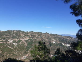 Scenic view of landscape against clear blue sky