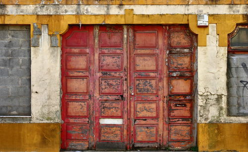 Deteriorated garage wooden door