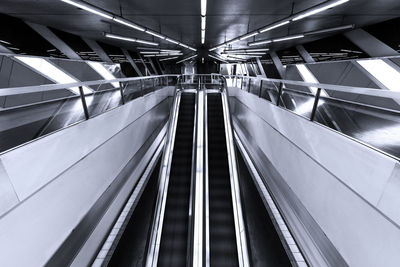 Interior of illuminated subway station