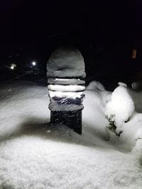 Close-up of illuminated snow