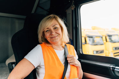 Smiling driver in truck