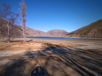 Scenic view of lake against clear sky