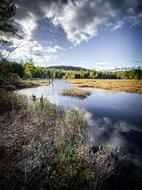Scenic view of river against sky