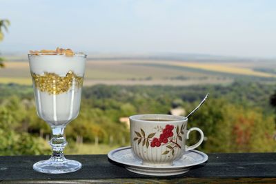 Close-up of tea cup on table