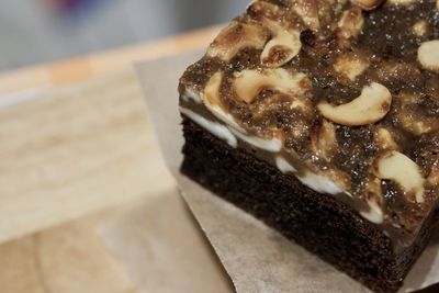 High angle view of cake on table