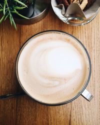 Directly above shot of cappuccino on table