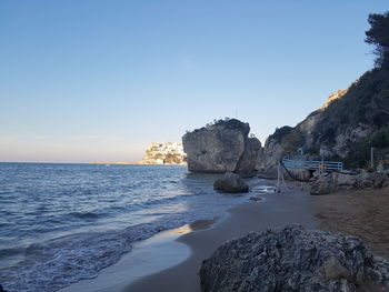 Scenic view of sea against clear sky