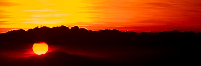 Silhouette of landscape at sunset