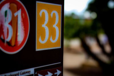 Close-up of road sign