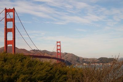 Suspension bridge against sky