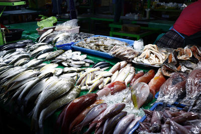 View of fish for sale at market stall